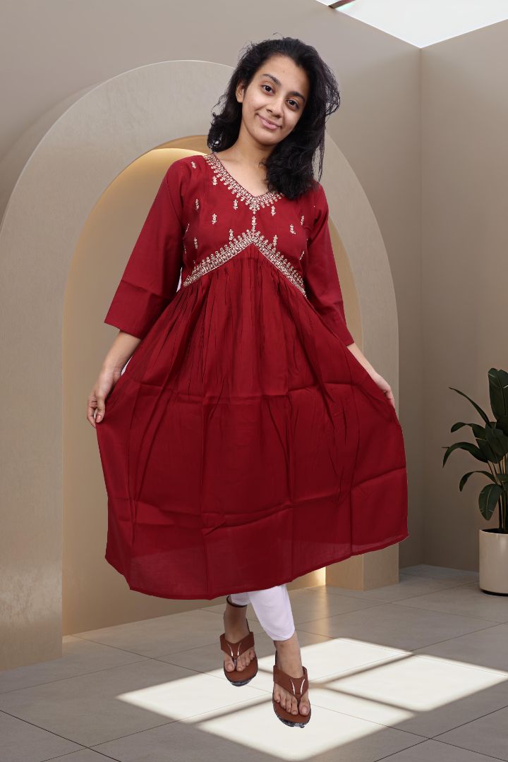 PickCell Embrodiary Long Frock Kurti
