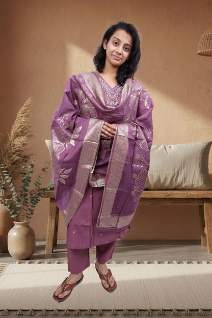 PickCell Premium Handwork Kurti With Bottom & Dupatta (Stone work)