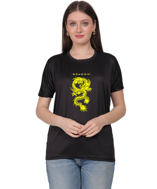 Dragon Graphic Print Cotton T-Shirt, Short Sleeve, Crew Neck, Casual Wear