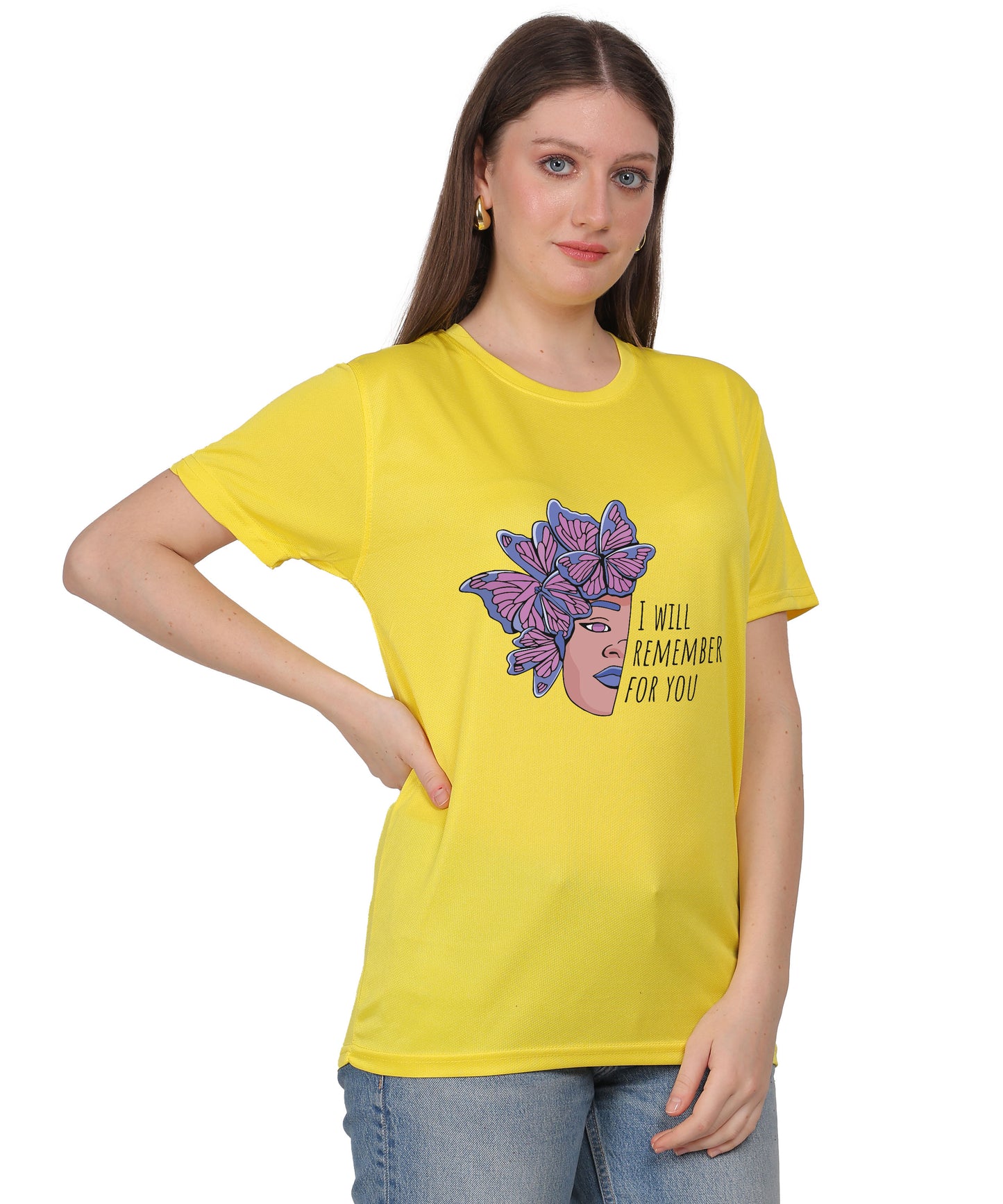 I Will Remember For You Butterfly Design T-Shirt, Black Cotton Blend, Short Sleeve Graphic Tee