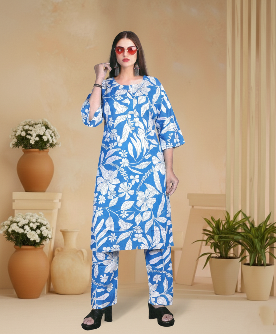 PickCell Heavy Reyon Printed Long Coord Set  for Women (Big Size)