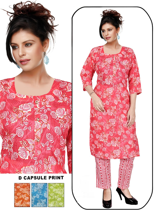 PickCell Foil Print Kurti with Bottom – Premium Rayon Fabric