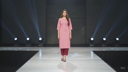 PickCell Woman Sanaya Embroidery Work  Long Kurti with Bottom