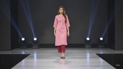 PickCell Woman Sanaya Embroidery Work  Long Kurti with Bottom