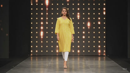 PickCell Printed Long Kurti  Poly Cotton Fabric