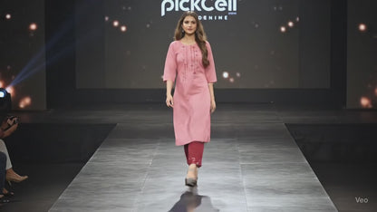 PickCell Woman Sanaya Embroidery Work  Long Kurti with Bottom