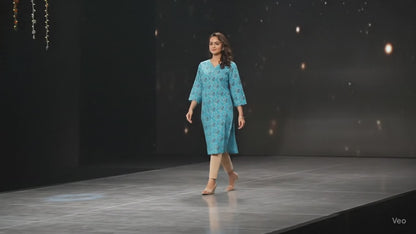 PickCell Printed Long Kurti  Poly Cotton Fabric