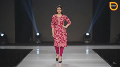 PickCell Komal Foil Print Full Sleeves Kurti  Rayon Fabric