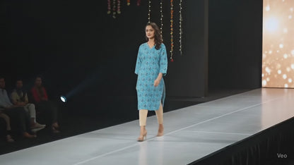 PickCell Printed Long Kurti  Poly Cotton Fabric