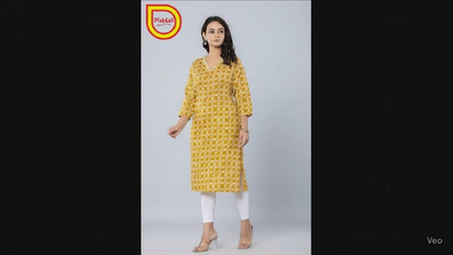 PickCell Printed Long Kurti  Poly Cotton Fabric