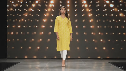 PickCell Printed Long Kurti  Poly Cotton Fabric